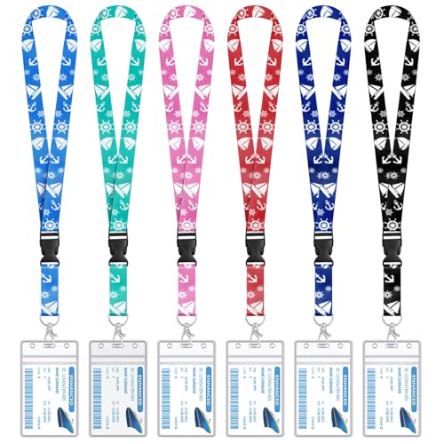 6 Pack Cruise Lanyard for Ship Cards Detachable Lanyards with Waterproof ID...