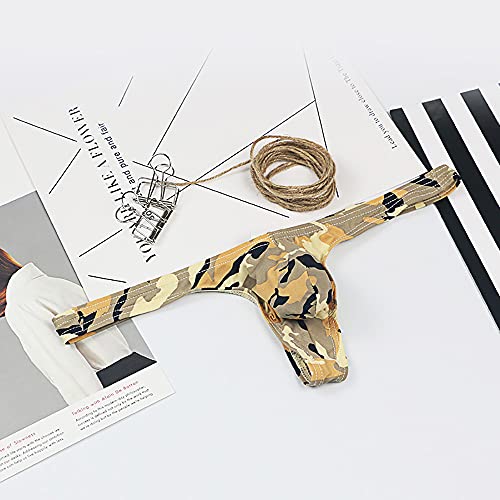 Men's Camo Print U Convex Stretch T-Back Thongs Underwear2