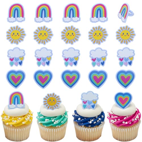 Décoration cupcake arc-en-ciel DecoPac pour fête d'anniversaire colorée