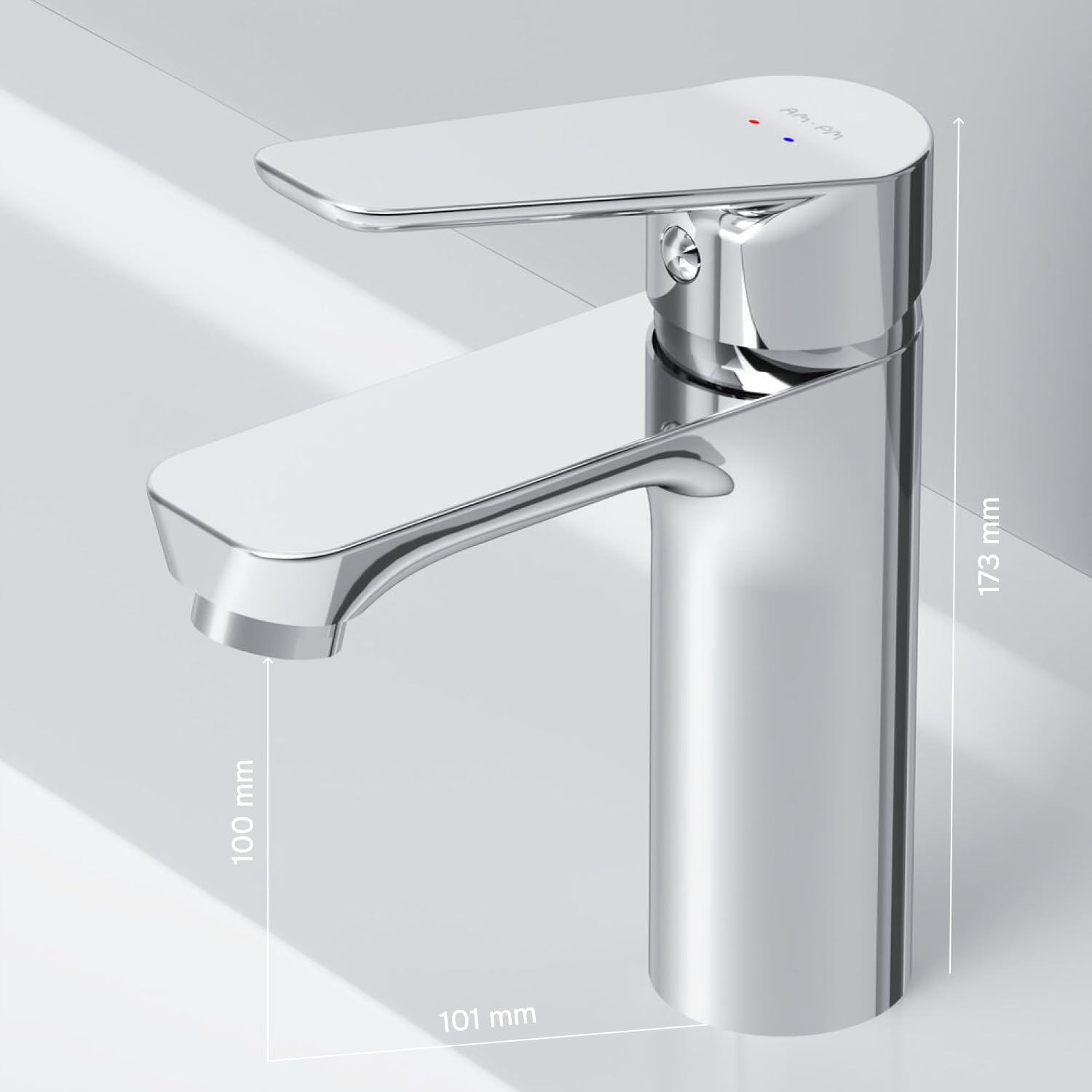 AM.PM – Robinet Salle Bain Hit FTA82200, Mitigeur Lavabo Monocommande en Laiton avec Bonde de Vidage, Robinet Lave-Main Chromé