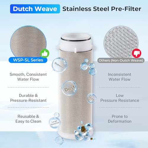 Image of iSpring WSP-50SL Reusable Whole House Spin Down Sediment Water Filter Softener, Includes Siliphos Helps Prevent Scale and Corrosion, 1 inch MNPT + 3 /4 inch FNPT, 50 Micron
