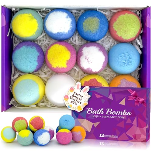 Bath Bombs for Women Gift Set 12 Pack Natural Relaxing