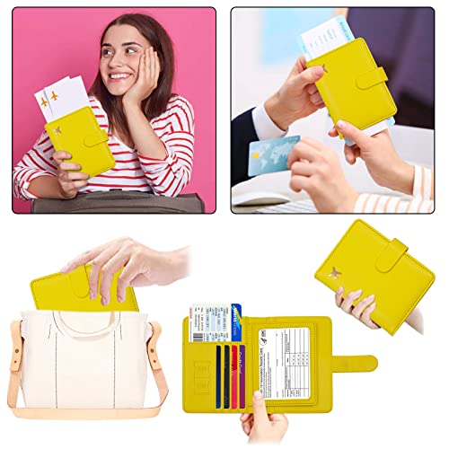 Image of Melsbrinna RFID Passport Holder for Travel Women /Men, Cute RFID Blocking Wallet with Card Slots, Travel Wallet /Passport Case (1, Yellow)