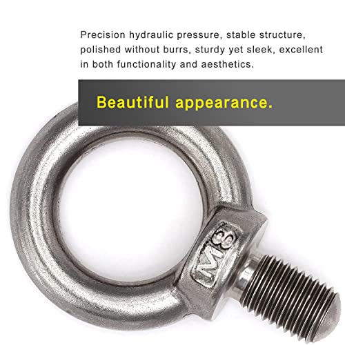 Image of 10Pcs 304 Stainless Steel M8 Male Thread Machinery Shoulder Lifting Ring Eye Bolt