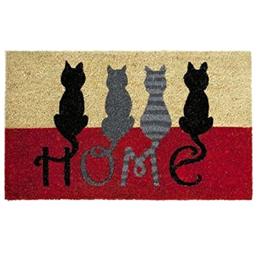 D'Casa Felpudo Moderno Gatos diseño Home, Fibra de Coco, 40 x 60 cm