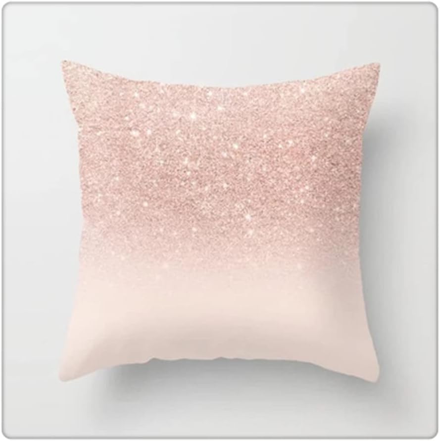 Rose Gold Pillowcase Polyester Peachskin Pillow Case Home Sofa Throw Pillow Cover Short Plush Velvet Bed Decoration(Style A)