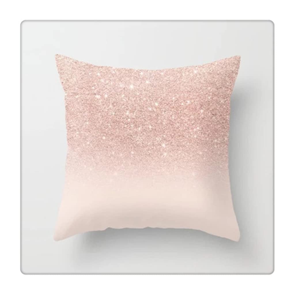 MFJGHU Rose Gold Pillowcase Polyester Peachskin Pillow Case Home Sofa Throw Cover Short Plush Velvet Bed Decoration(Style A)