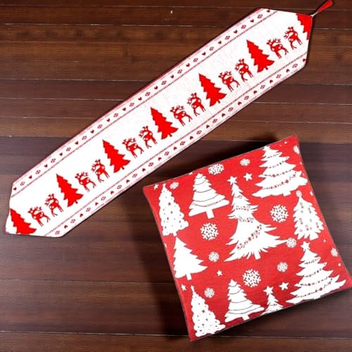 Festive Reindeer Table Runner & Cushion Set