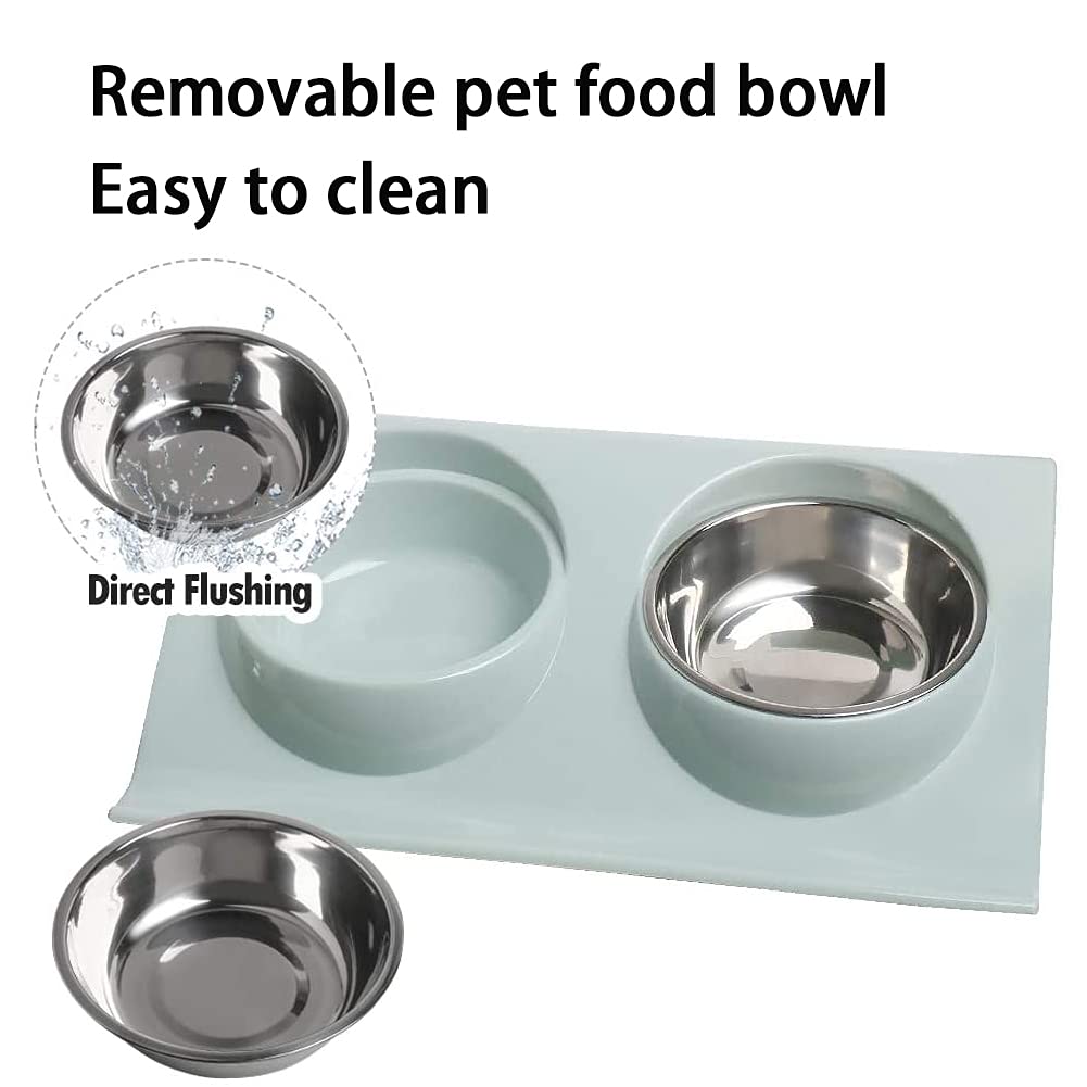 WuGU Kattenbak, 400 ml, roestvrij staal, verhoogde kattenbak, 15 graden gekanteld, ontspan de halswervelkolom, voor katten, puppy's, konijnen