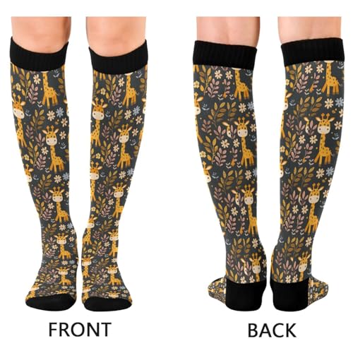 ALAZA Halloween Colored Pumpkin Compression Socks for Women Men Circulation Long Socks Running Athletic Cycling2