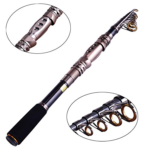 Acier inoxydable courte Mer Canne à pêche, Canne à pêche de carbone, pêche télescopique Spinning Eau salée Pêche tiges, 1.83.3 m, 1.8 M