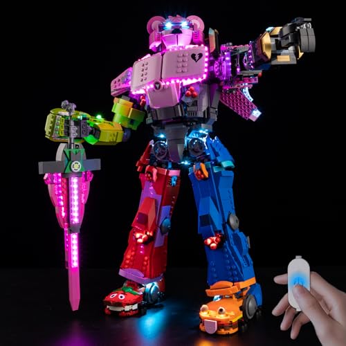 BrickSoul LED Light Up Kit Compatible with Lego Fortnite Mecha Team Leader 77078 Building Set for Adults, Upgraded Touch Version with Brightness Adjustment, Lights Accessories Set, Not Model