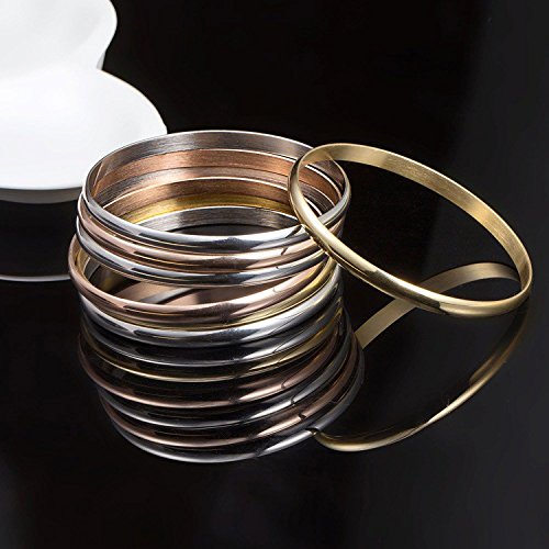 Set Of 7PCS Bracelet Bangle 18K Gold Plated Luxury Smooth High Polished Bracelet For Women2