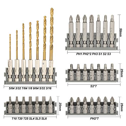 image for COMOWARE Impact Screwdriver Bit Set with Titanium Drill Bits - Quick R