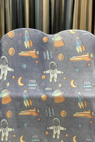 Image of Ultra-Soft Space Themed Baby Blanket for Kids - Plush Grey-Blue Fleece with Rockets, Astronauts & Planets - Cozy Nursery Bedding & Stroller Wrap (Rocket Grey)