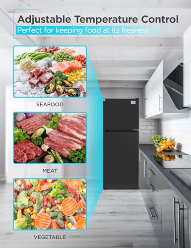 Image of BLACK+DECKER 10.5 Cu. Ft. Top Mount Refrigerator, BR1000XB, Black | 2 Door Refrigerator with Top Freezer and Electronic Temperature Control, Frost Free, R600a Refrigerant, Energy Star
