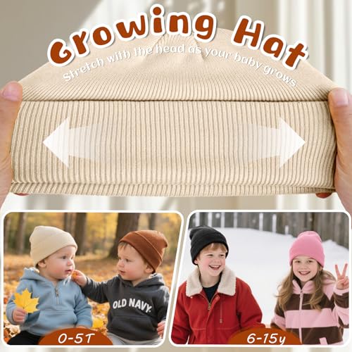 Image of ZOORON Toddler Beanie Boys Girls Beanies Kids Winter Hats Children Knit Cap | Soft Ski Hat, Cozy Core Yarn, Double Layer Warmth, Elastic Zero-Pressure Fit, Warm Kids Hats, School, Daycare, Gifts