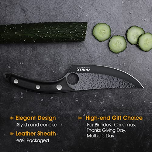 Huusk Japan Knife,Sharp Knife Chefs Knife With Leather Sheath Viking Knife Husk Knife Chef Meat Cleaver, Home Camping Or Outdoor #TOP3