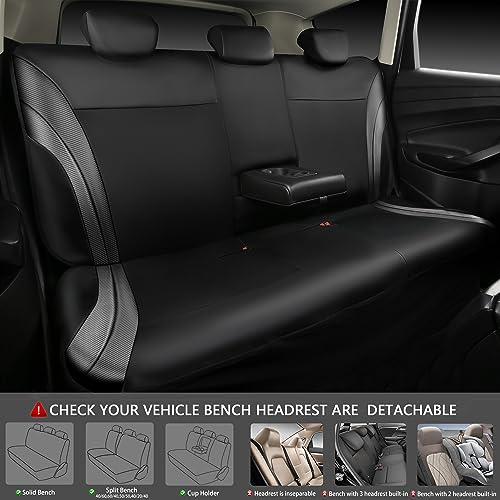 CAR PASS Premium Carbon Fiber Leather Car Seat Covers Full Set,Airbag Compatible,5mm Composite Sponge Inside,Sporty Universal Fit for SUV,Van,Sedan,Truck (Full Set,Black) - Image 5