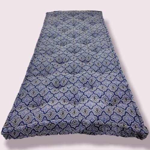 Image of Adim's Soft Cotton Box Quilt Mattress | 36X72X5 Inches | Blue Jacquard Design | Offers a Combination of Comfort, Durability and Style, Making it an Excellent Choice for a Restful Night's Sleep