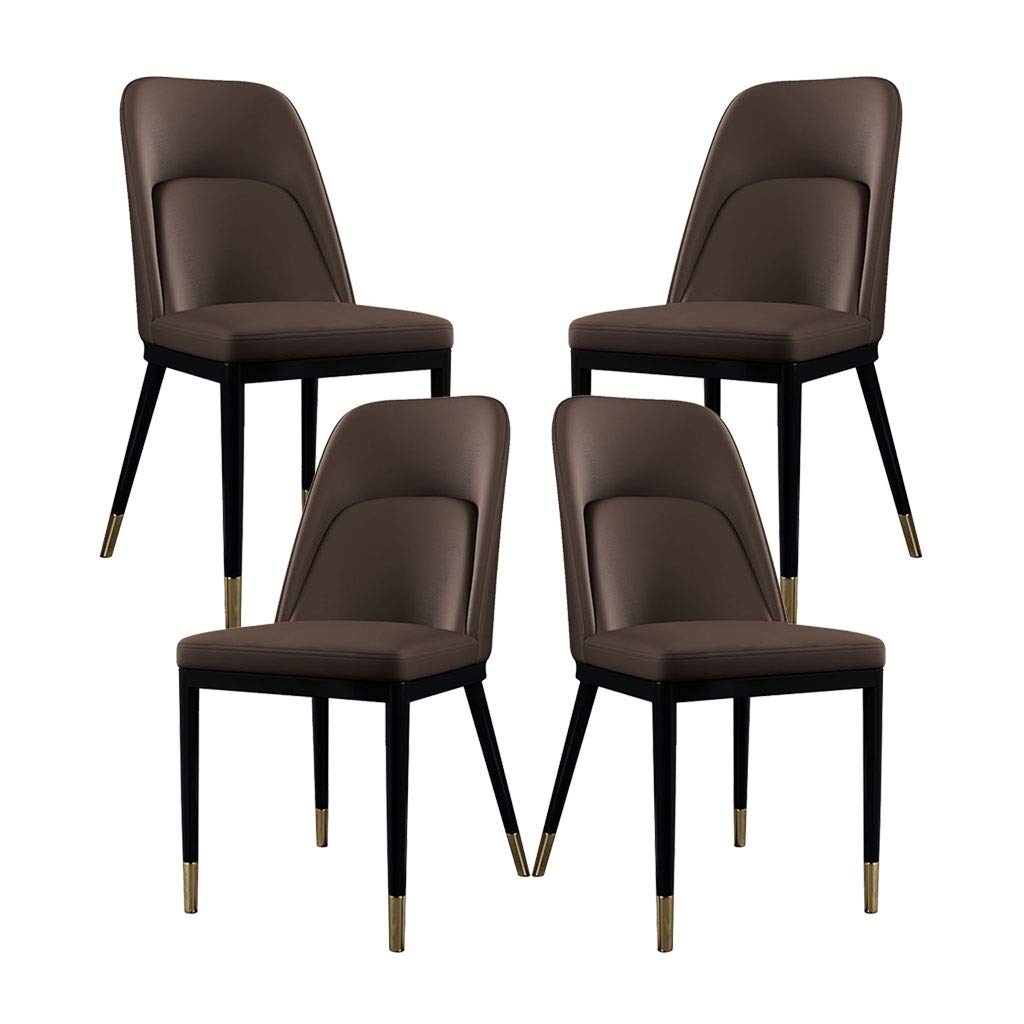 SJIALEN 4pcs Metal Legs Living Room Chair,with Non-Slip Feet for Dining and Living Room Chairs Reception Chair Kitchen Chair (Color : Brown)