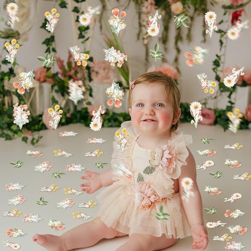 Image of 200 Pcs Wildflower Confetti for Girls, Wild Flower Paper Table Scatters, Pink Floral Flowers Table Decorations for Birthday Wedding Bridal Baby Shower Party Supplies (Pack of 3)