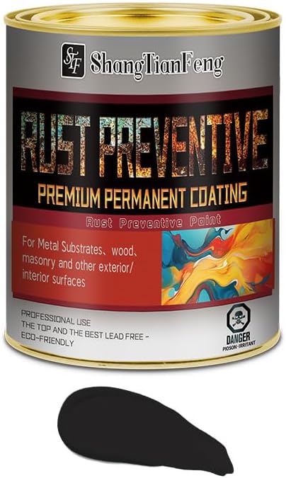 Pintura preventiva de óxido negro, inhibidor de óxido y corrosión permanentemente, antioxidante, barrera protectora no porosa, resistencia a los