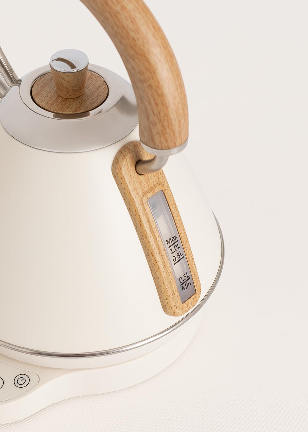 CREATE/KETTLE RETRO PRO/Bouilloire électrique 1 L avec contrôle de température blanc cassé/Système d’arrêt automatique, ébullition rapide, base antidérapante, panneau transparent, 1200W