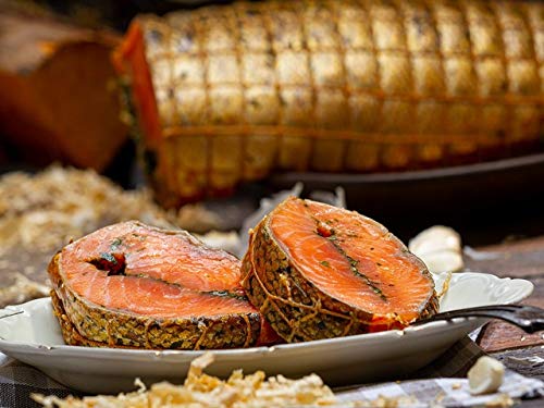 GreetFish Netzlachs, Lachs über Buchenrauch geräuchert, mariniert mit Knoblauch, Bärlauch und Gewürzen, 300g