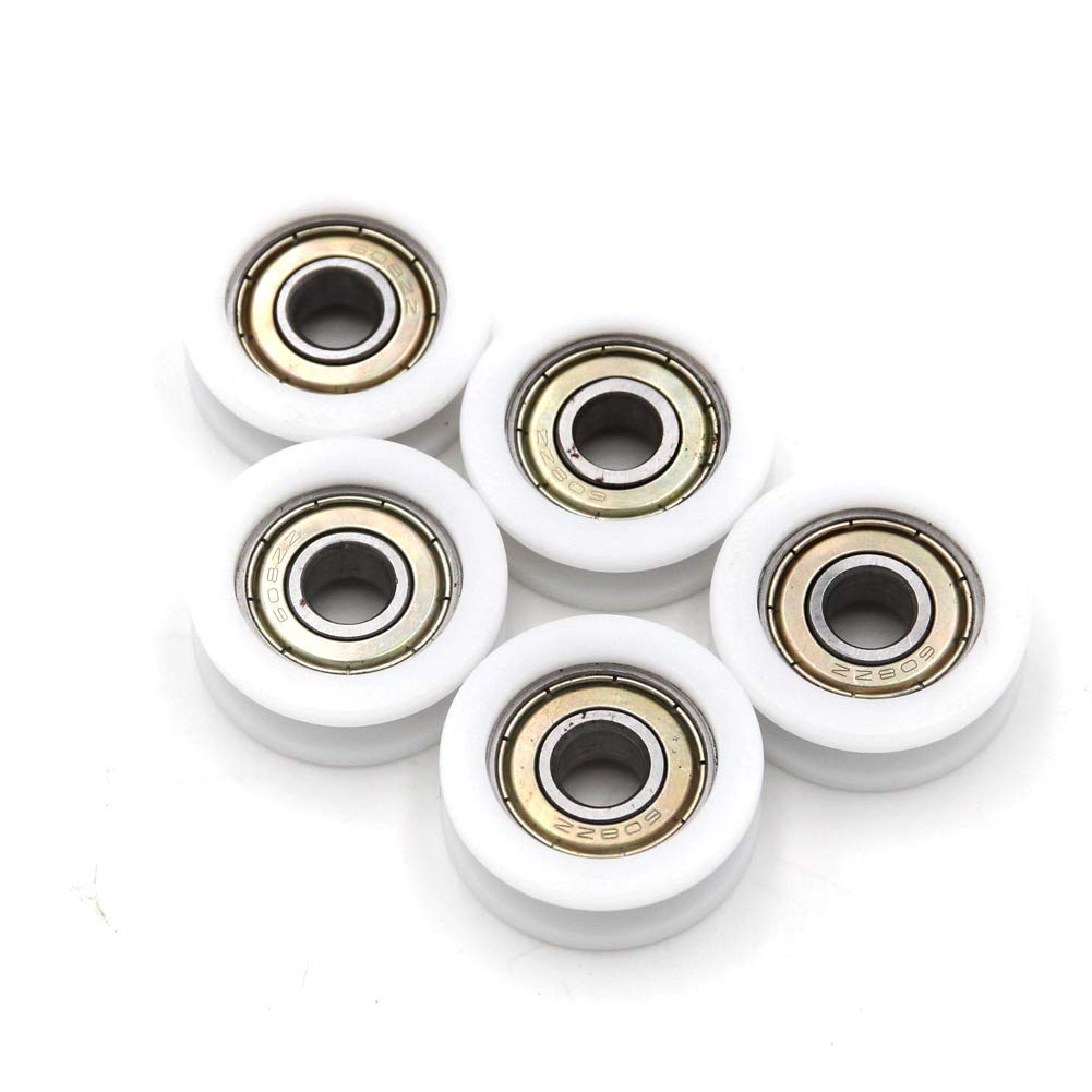 5x 8x30x10mm Nylon Round Pulley U Groove Track Roller Bearing Pulley Wheel, Double Shielde 608zz Bearing Inside