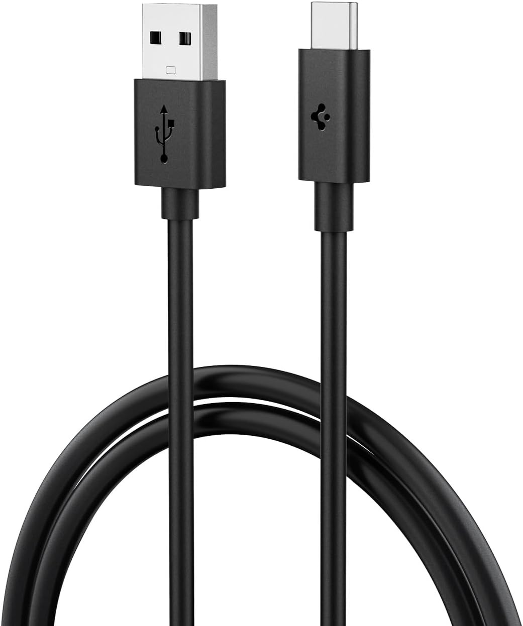 Spigen Type-A to C Cable, 1.5M, 480Mbps, Type 2.0 Compatible with iPhone 17/16/15, Galaxy S/A/M/Z Flip/Fold, OnePlus 13/12/11, Xiaomi, Realme with Type-C Port - Black