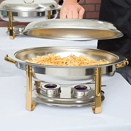 6 Quart akzentuierter ovaler Chafing Dish, Edelstahl-Chafers-Buffetwärmer-Set mit Essenspfanne, Brennstoffhaltern und Deckel für Bankette und Partys – Bild 6