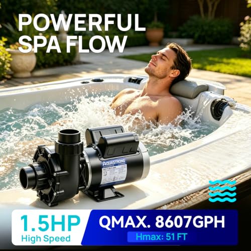 Image of Aquastrong Spa Pump, 1.5HP Dual Speed Hot Tub Pump, 48 Frame, Up to 8,607 GPH, 115V Durable Motor, Easy Installation, Compatible with Most Hot Tubs & Spa Systems
