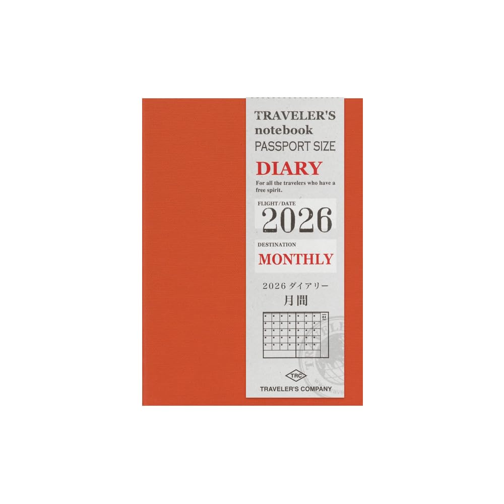 Traveler's Notebook Planner Refill, 2026, Passport Size, Monthly 14497006 (Starts on December 2025) : Office Products