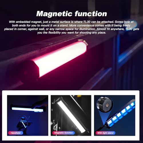 Image of Godox TL30 RGB Tube Light Wand, Magnetic RGB Light Wand LED Video Light Stick CRI 97 TLCI 99 HSI 360Color Gamut 2700-6500K 13FX Lux 740 with 2900mAh Battery for Photography YouTube TikTok