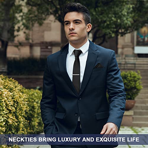 AOMIG Heren Stropdassen set, Klassieke Heren Effen Kleur Stropdas Set met Pocket Vierkant, Manchetknopen en Dasclip, Premium Pure Kleur Skinny Formele Stropdas voor Mannen Zakelijke Bruiloft Werk - Image 8