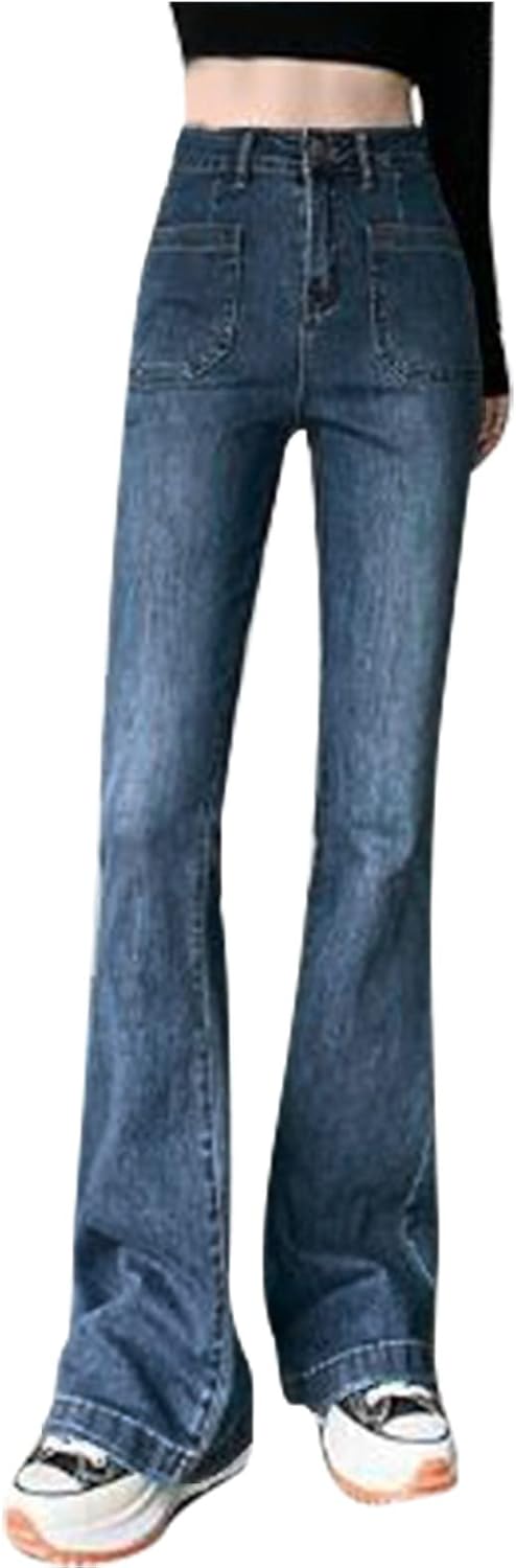 AFEIDD Women's Loose Fit Straight Leg Jeans with Large Gradient Pockets Jean Gown for Women