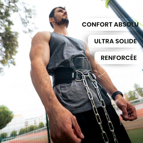 VIA FORTIS - Ceinture de Musculation Lestée avec Chaine - Pour Calisthenics, Street Workout, Bodybuilding, Dips, Tractions, Poids, Squats - Accessoire de Musculation Homme Femme - Capacité 180kg – Image 4