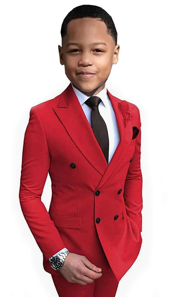 2 piezas de trajes de doble botonadura para niños, trajes formales para boda, pantalones blazer