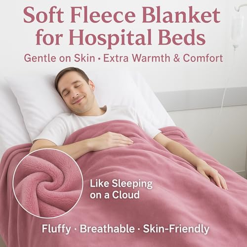 Image of Care Bed Sheets Set 4 Pcs - 36 inchx80 inch Fitted Sheet, Flat Sheet, Pillowcase & Blanket - Twin XL Hospital Style Sheets for Home or Adjustable Beds(Pink)