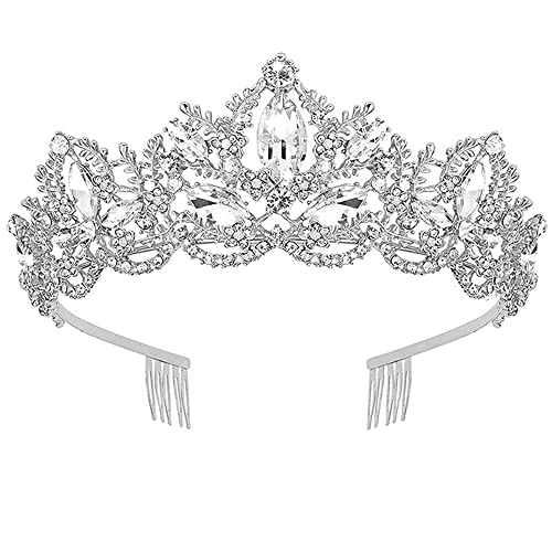 Tiara corona de cristal para novia elegante en su boda civil