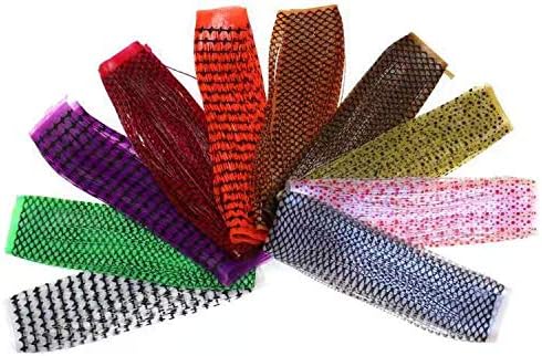 Greatfishing 10pcs Mix 10 Color Each 50 Strands/Pack 0.8mm Wide Fly Tying Rubber Flutter Legs Grizzly Barred Black Olive Green Yellow Orange Streamer Zonker Nymph Fly Tying Rubber String