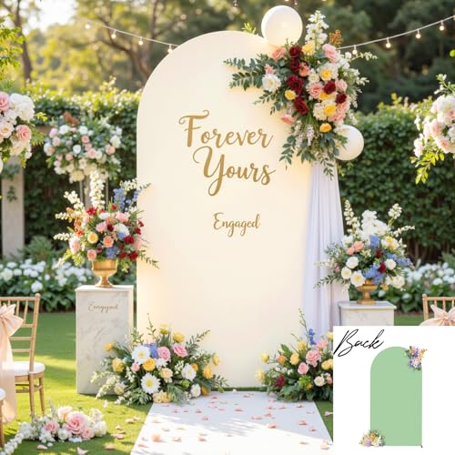 Cream and Green Arch Backdrop Cover 6FT Beige Arch Covers Stretchy Backdrop