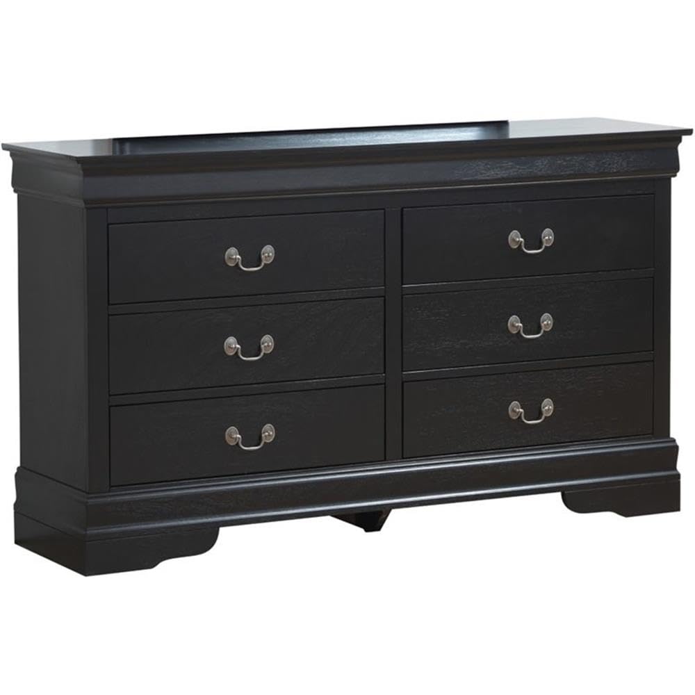 Glory Furniture LouisPhillipe, Black Dresser, 33" H X 57" W X 16" D
