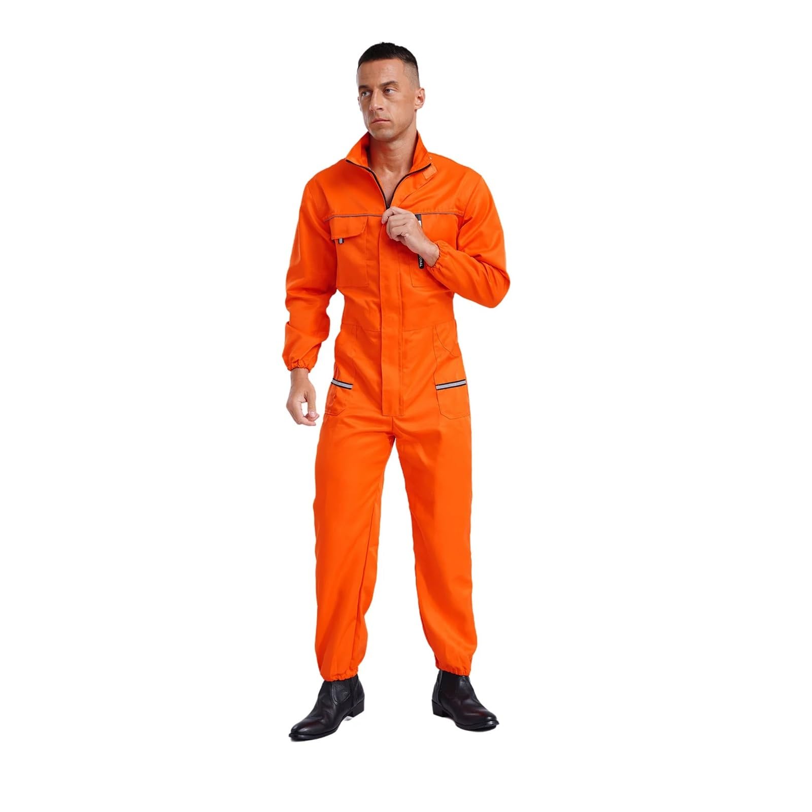 Tuta Da Lavoro Uomo Tute da lavoro resistenti da uomo e da donna, a maniche lunghe, multitasche, uniformi da officina, tute da meccanico riflettenti, abbigliamento da lavoro(Deep Blue,195 (5XL))