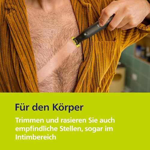 PHILIPS OneBlade Pro 360 Face & Body - elektrischer Rasierer, Trimmer & Bodygroomer, 2x 360 Klingen, Präzisionskamm, 2x Körperaufsätze, Reisetasche, Ladestation, für Gesicht & Körper (QP6652/30) 4