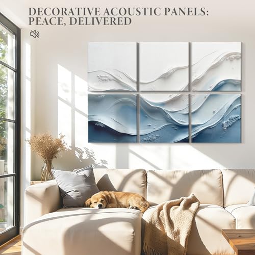 Image of JBER Acoustical Wall Panels 72 inch x 48 inch, Cerulean Undulations