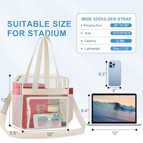 Image of Busiuw Clear Bag for Stadium Events, Stadium Approved 12x12x6 Clear Tote Bag for Sport Fan, Work Concert Travel