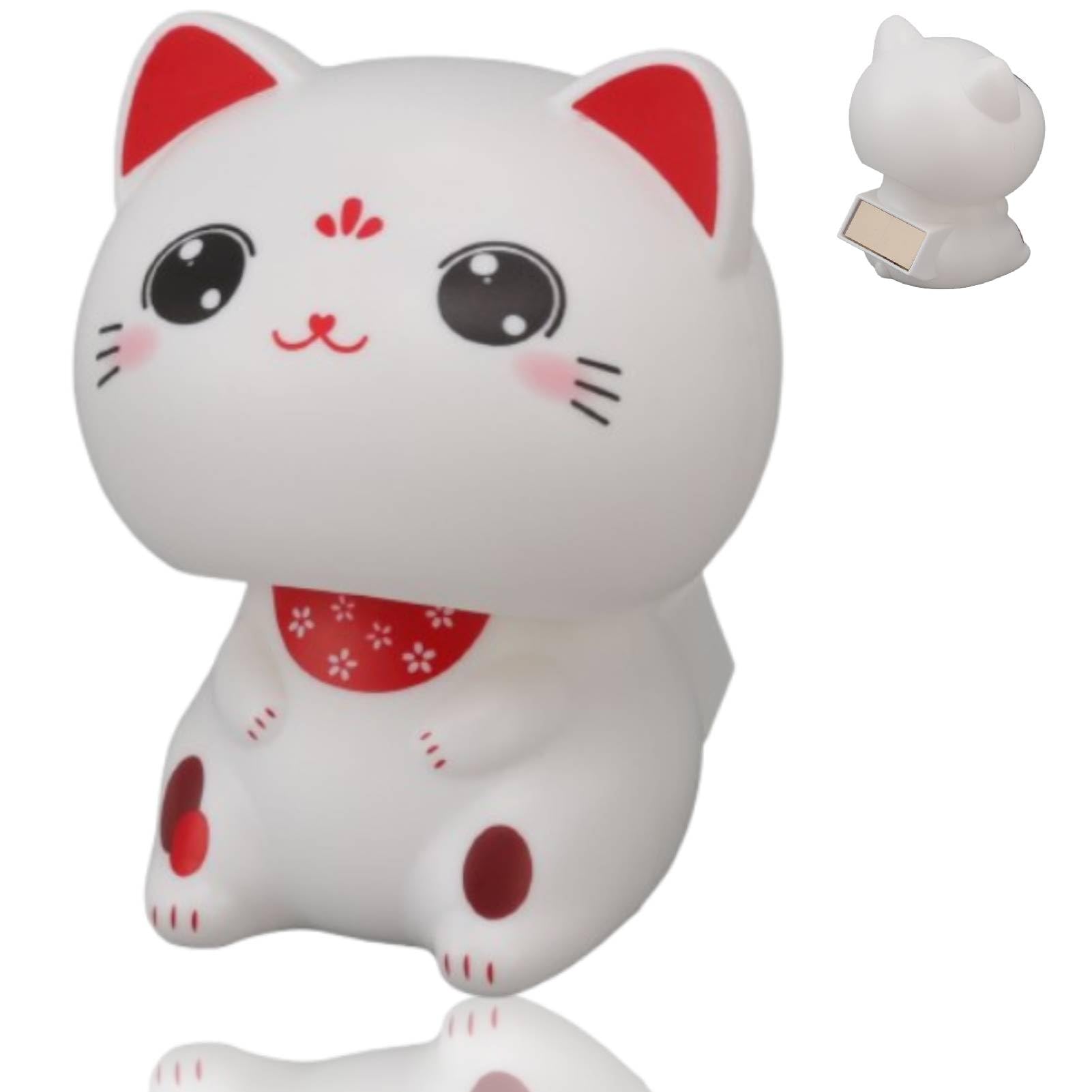 Simpatici gatti che accolgono buona fortuna, gatto in plastica che annuisce fortunatamente Bobble Head gatto che annuisce solare Decorazione per auto gatto che annuisce (with Large Eyes)