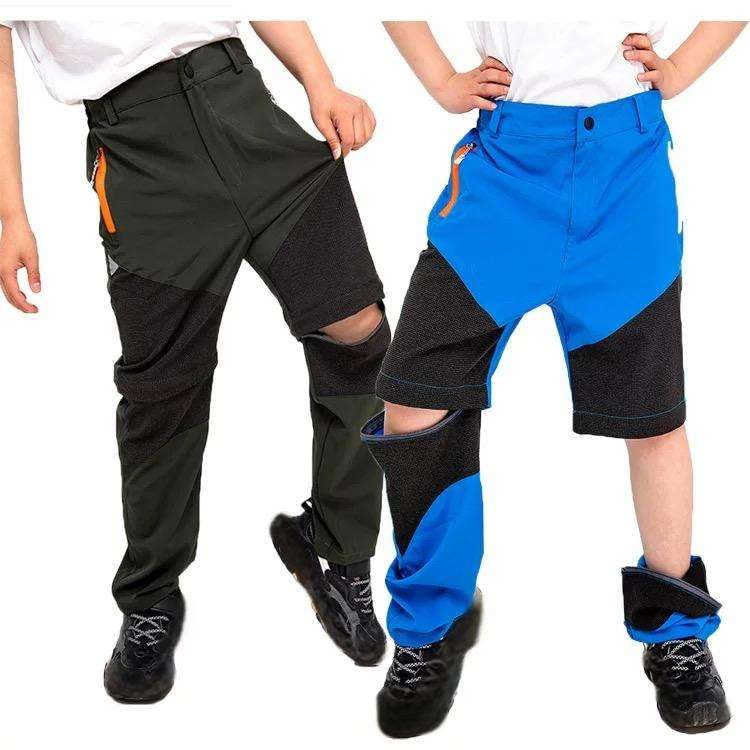 Kids Convertible Trousers Summer Zip Off Pants Boys Girls Water Repellent Windproof Quick Dry Casual Pants2